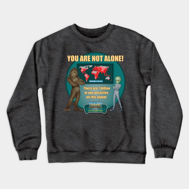 7 Billion Parasites Crewneck Sweatshirt by Cozmic Cat